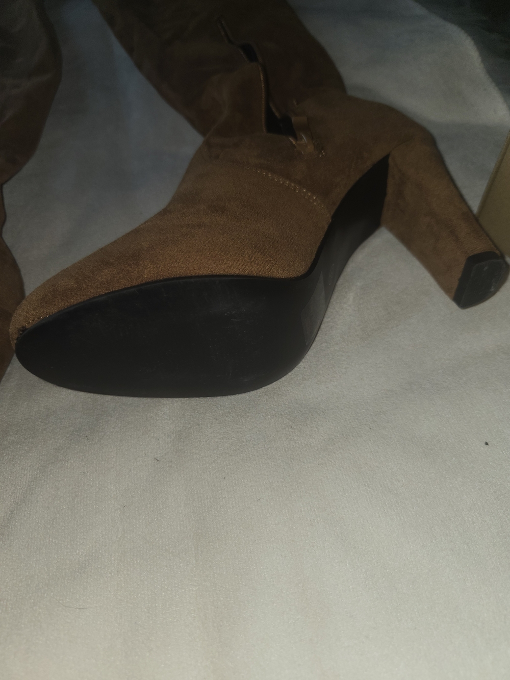 Vepose Chestnut Brown Suede Over-the-Knee Heeled Boots - Picture 6 of 7